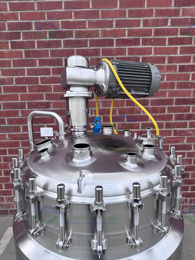 Used Feldmeier 400 Liter Stainless Steel Jacketed Reactor 100 PSI/FV w/ 3 HP Motor