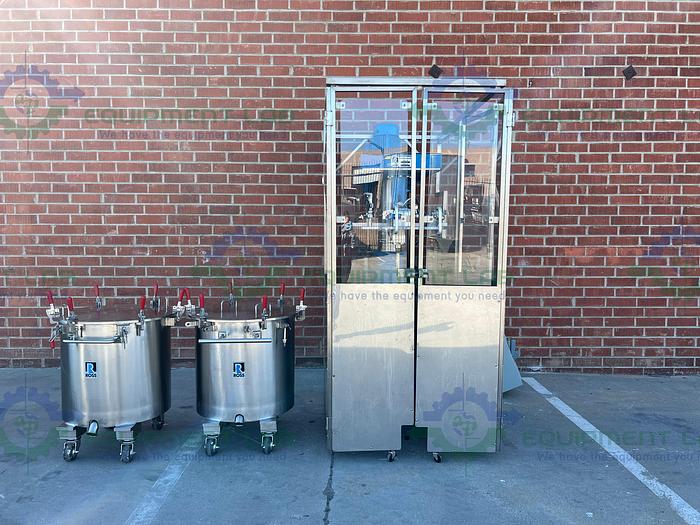 Used Ross M 40 Stainless Steel Single Shaft Mixer w/ Two 40 Gallon Tanks