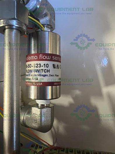 Used Hoffman 13" x 10" x 6" Enclosure w/ Malema Flow M-50-S23-10 Flow Switch, Gauge