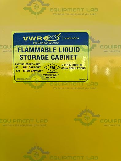 Used VWR 45 Gallon Flammable Liquid Storage Cabinet w/ Soft Close Doors, Key
