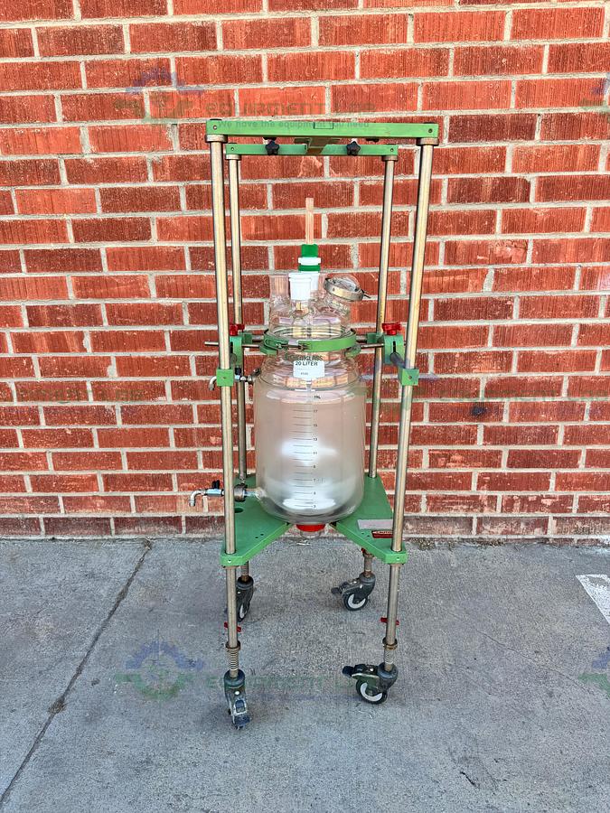 for parts or not working Chemglass 20 Liter Jacketed Glass Reactor w/ Stand, Impeller