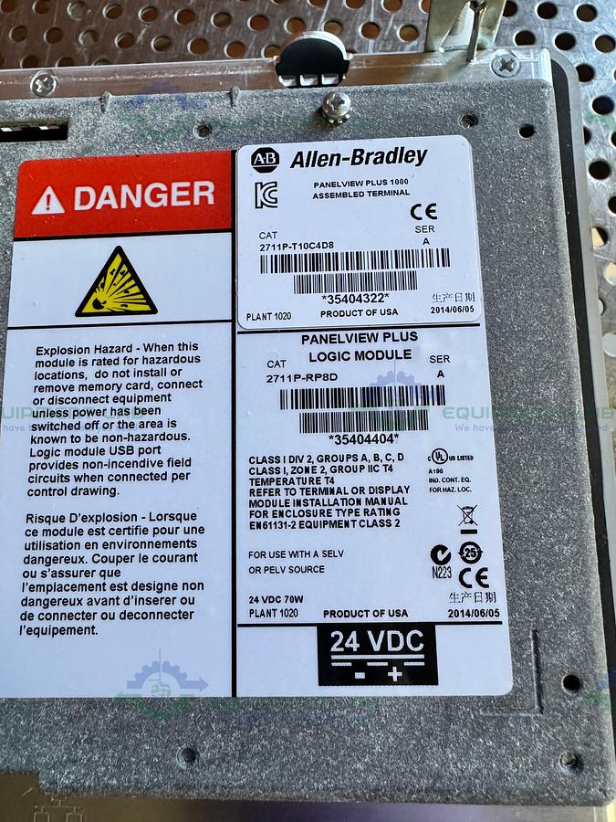 Used Allen Bradley 2711P-RDT10C PanelView Plus 1000 w/Allen Bradley 2711P-RP8D Module