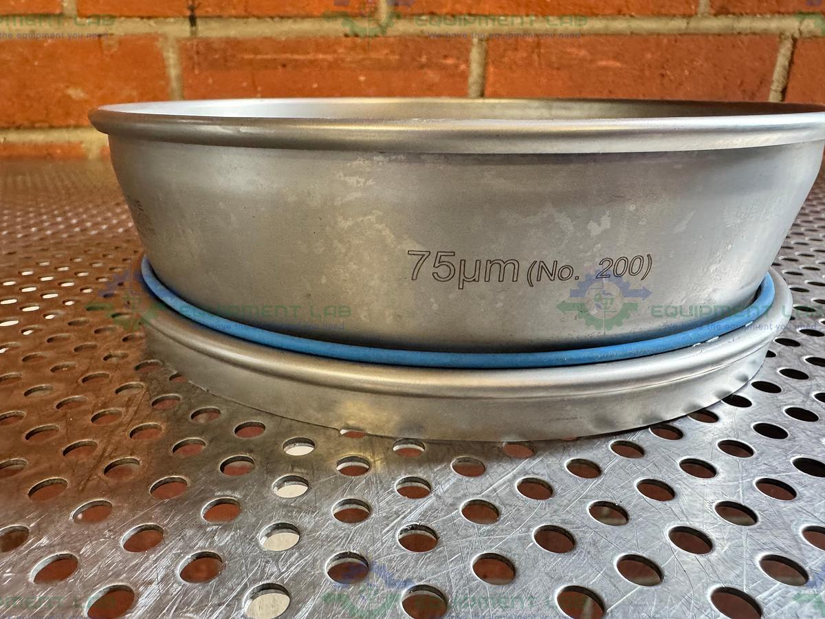 Used Retsch Sieve Frame and Screen, 8" Diameter x 2" Deep, 75 um Mesh Size
