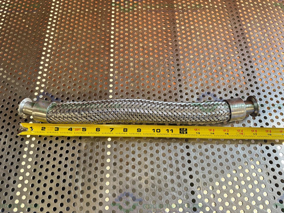 Used Stainless Steel Braided Flexible Vacuum Hose 17" w/ KF 25 Fitting