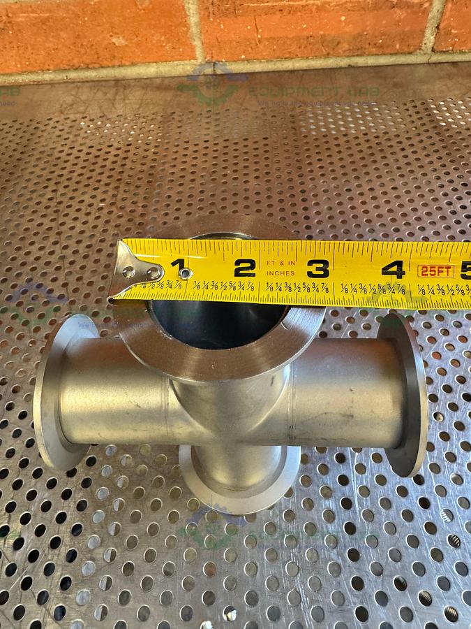 Used Stainless Steel 4 way Vacuum Cross Fitting KF 50