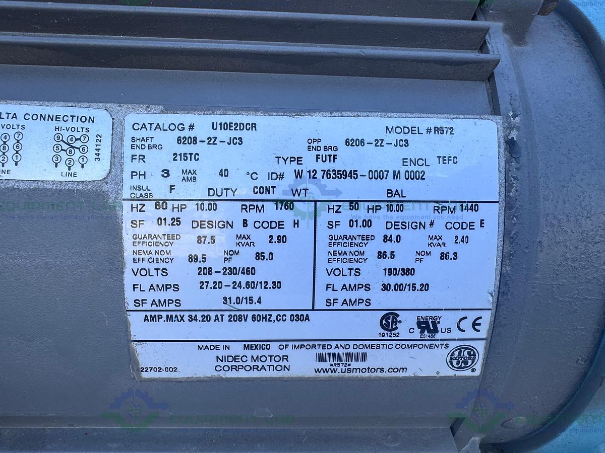 Used SPX Waukesha Cherry-Burrell 130 U2 Rotary Lobe Pump MFG 2016, 3"  w/ 10 HP Motor