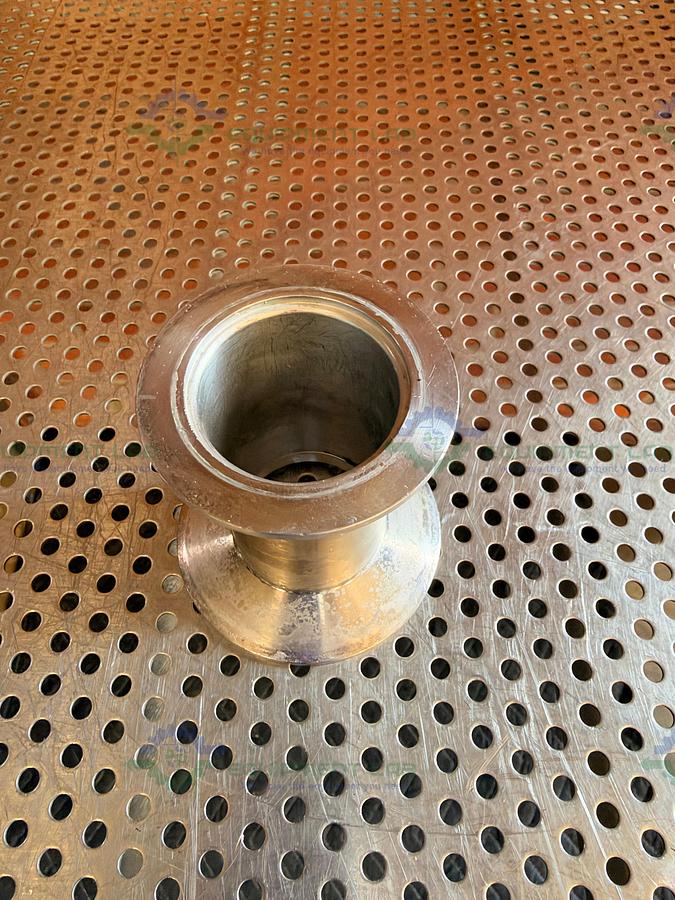 Used Stainless Steel Vacuum Reducer KF 50 to 3.5" OD Sanitary Fitting
