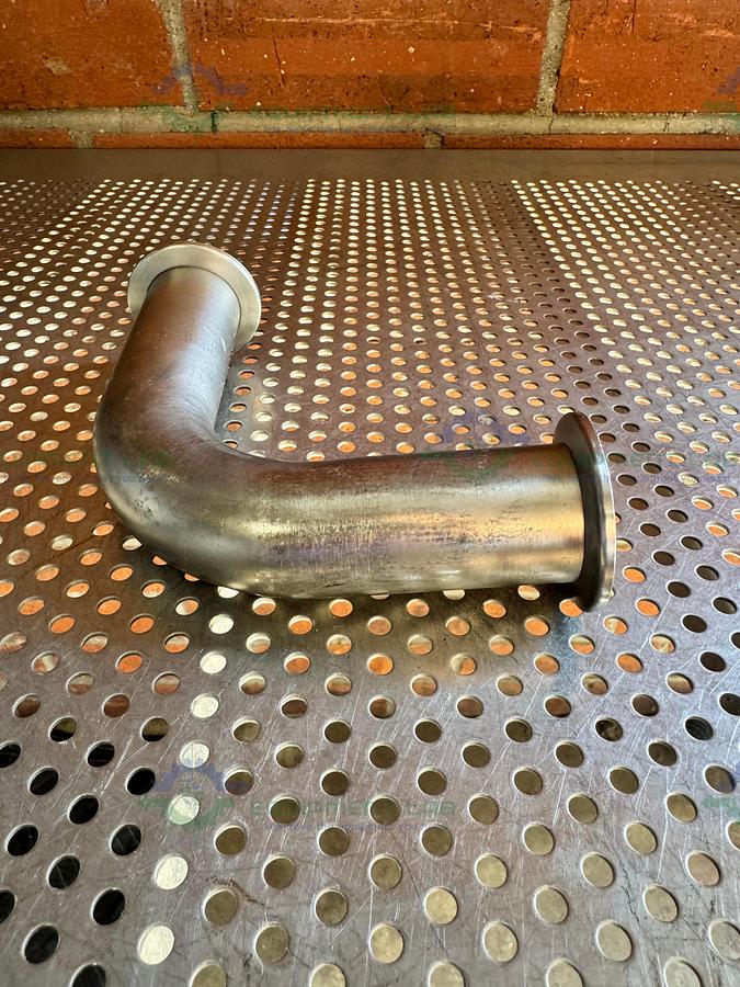 Used Stainless Steel 90 Degree Elbow Nipple Vacuum Fitting w/ KF 40 Fitting