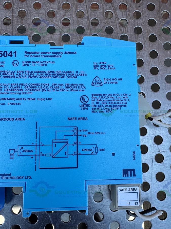 Used Measurment Technology MTL5041 Repeater Power Supply 4/20 mA, 250V