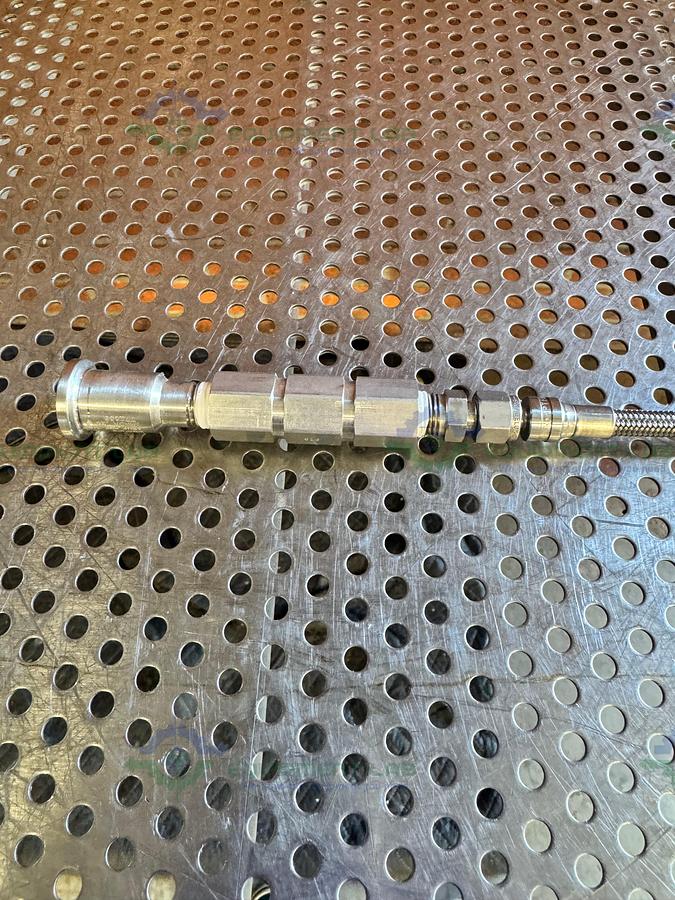 Used 42" Stainless Steel Flexible Braided Hose 1/2" Threaded to 3/4" Sanitary Fitting