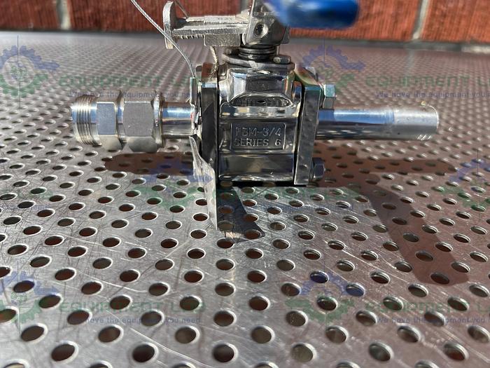 Used PBM  SIC-D6F-G-CG166L Stainless Steel Ball Valve w/ 1" Sanitary To Straight Tube