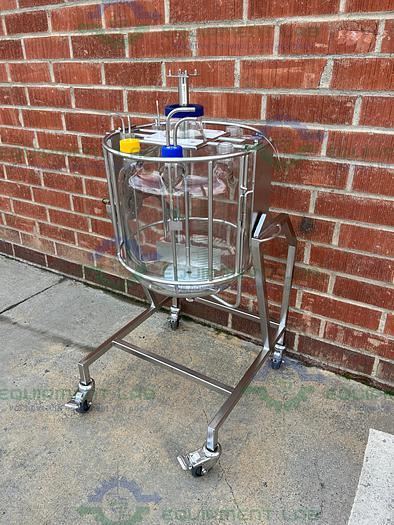 Used Chemglass 36L Glass Graduated 9-Neck Bio Reactor Vessel w/ Impeller + More