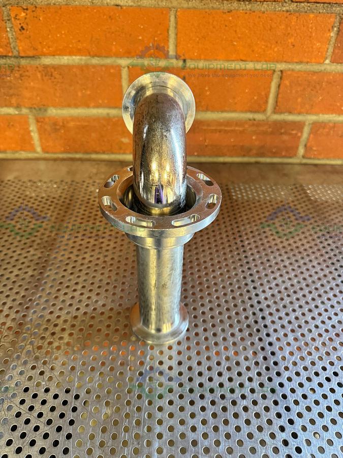Used Stainless Steel Vacuum Adapter with 4.5" Side Flange and KF50 90 Degree Elbow