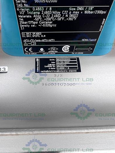 Used Endress + Hauser Promass 83 Mass FlowMeter w/ 1" Sanitary Fitting, Cart