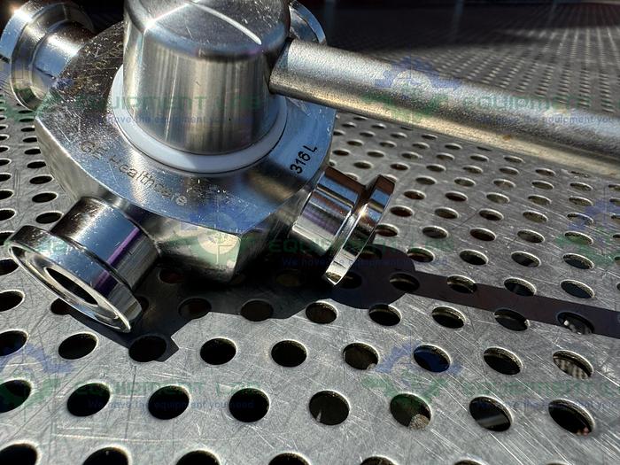 Used GE Healthcare Salvi DN10 969 4-way 316 Valve 18-1012-56 w/ 1/2" Sanitary Fitting