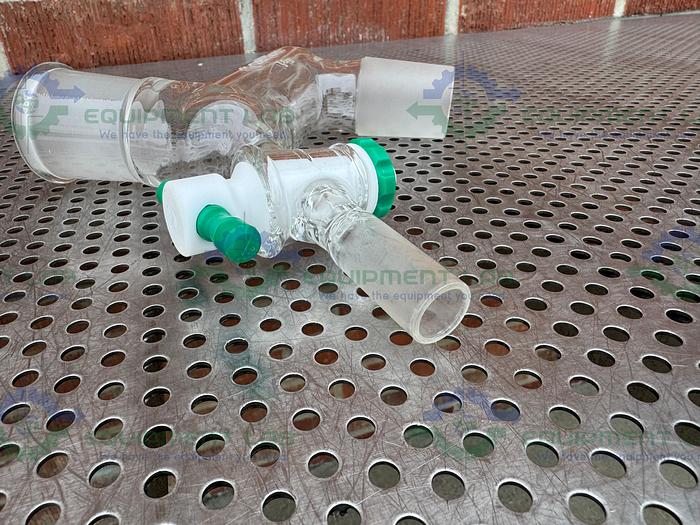 Used Chemglass Distilling Adapter 45/50 Joint w/ 10mm PTFE Stopcock, 3/4" Swagelock