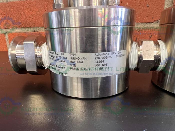 Used Lot of 2 - Prominent Stainless Steel Adjustable BPV-DM Pressure Relief Valves