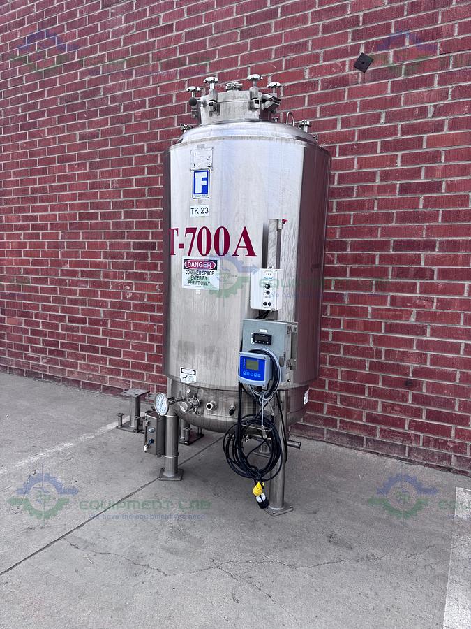 Used Feldmeier 1000 Liter SS Jacketed Reactor 50 FV PSI w/ VFD, 0.5 HP Bottom Mixer
