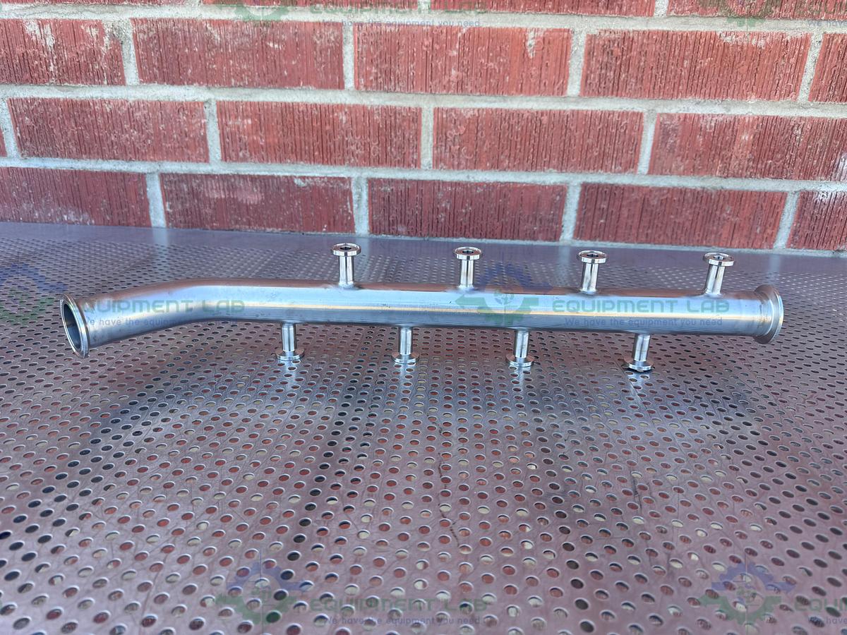 Used Stainless Steel Manifold 1.5" Sanitary Fitting w/ 8 Ports 1/2" Sanitary Fitting