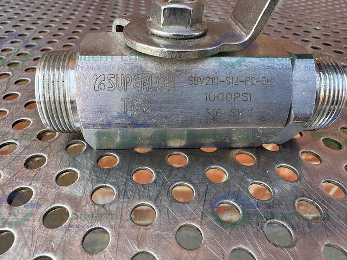 Used Superlok SBV210-S12-PE-BH Stainless Steel Ball Valve 1000 PSI w/ 3/4" Fitting