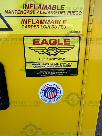Used Eagle 1903X 4 Gallon Flammable Liquid Storage Cabinet w/ Soft Close Door, Key