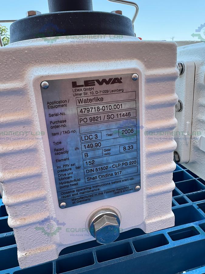 Used Lewa LDC 3 Waterlike Diaphragm Metering Pump w/ Reliance Electric 2.4 HP Motor