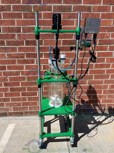 Used Chemglass  10 Liter Jacketed Glass Reactor w/ Chemglass Digital Overhead Stirrer