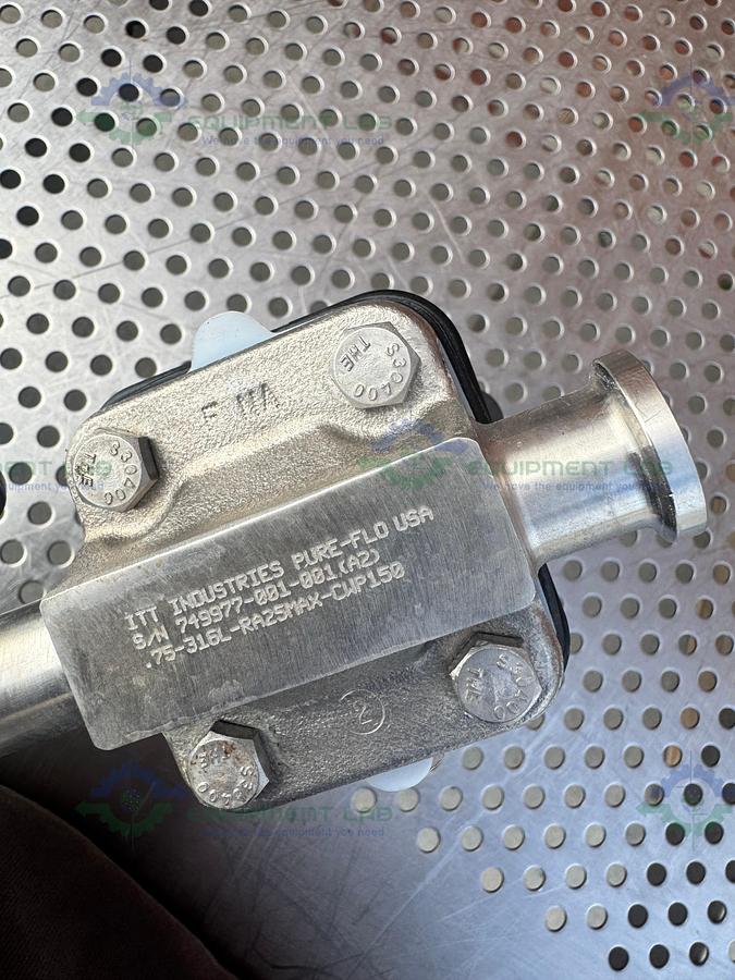 Used 2- ITT Pure Flo RA25MAX Diaphragm Valve w/ 1" to 3/4" Sanitary Fitting