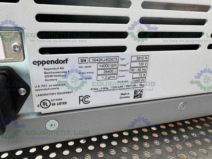 Used Eppendorf 5910Ri Refrigerated Centrifuge w/ S-4X Universal Rotor 4500 RPM