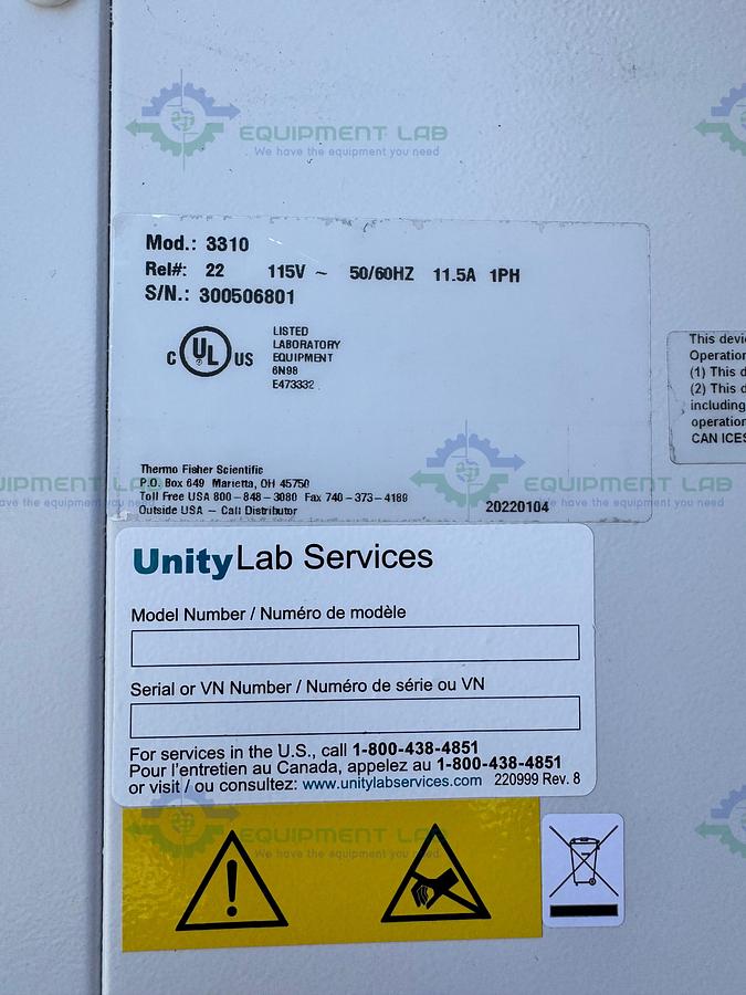 Used Thermo Forma 3310 Steri-Cult Double Stack CO2 Incubator, 11 cu. ft, 50C