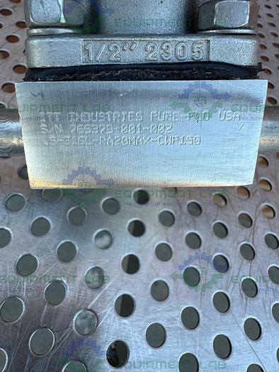 Used ITT Pure Flo .5-316L- RA20MAX 5 Way Diaphragm Valve w/ 1/2" Sanitary Fitting