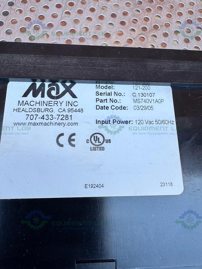 Used Max Machinery 121-200 Flow Indicator Controller 120 Vac 50/60 Hz