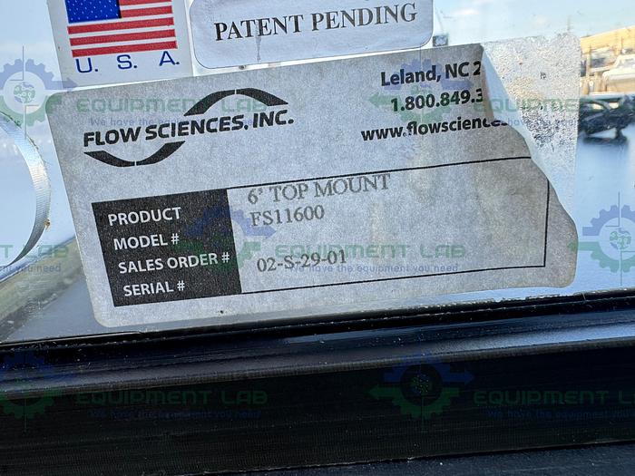 Used Flow Sciences FSI11600 6 Ft Top Mount Vented Balance Safety Enclosure