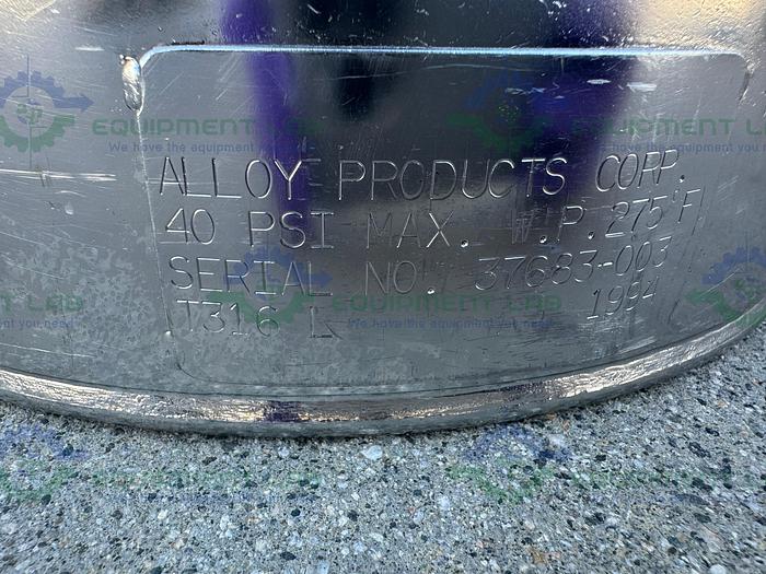 Used Alloy Products 10 Liter Stainless Steel Process / Pressure Vessel 40 PSI