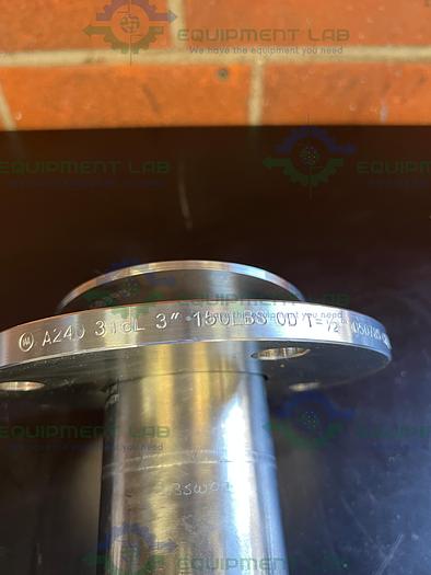 Used Max Pure 316 Stainless Steel Tee w/ 3" Sanitary Fitting to 5" Flange