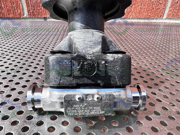 Used ITT Pure Flo  .75-F-419-6-4-TM-CWP150 Diaphragm Valve w/ 3/4" Sanitary Fitting