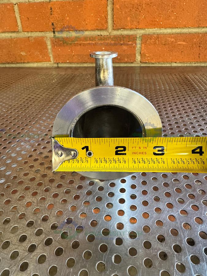 Used Stainless Steel 3 way 90 Degree KF 50 to KF 16/10 Elbow Nipple Vacuum Fitting