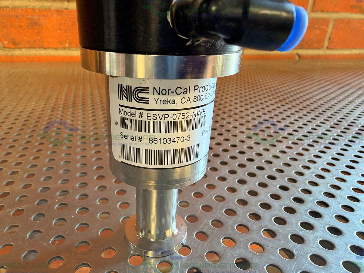 Used Nor-Cal Products ESVP-0752-NW8 Right Angle Valve w/ KF 16/10 Vacuum Fitting