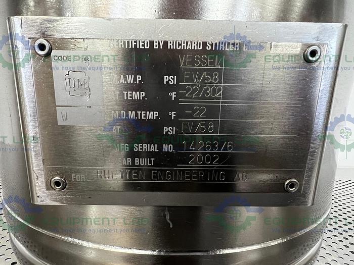 Used Ruetten Engineering AG 25 Liter Stainless Steel Vessel