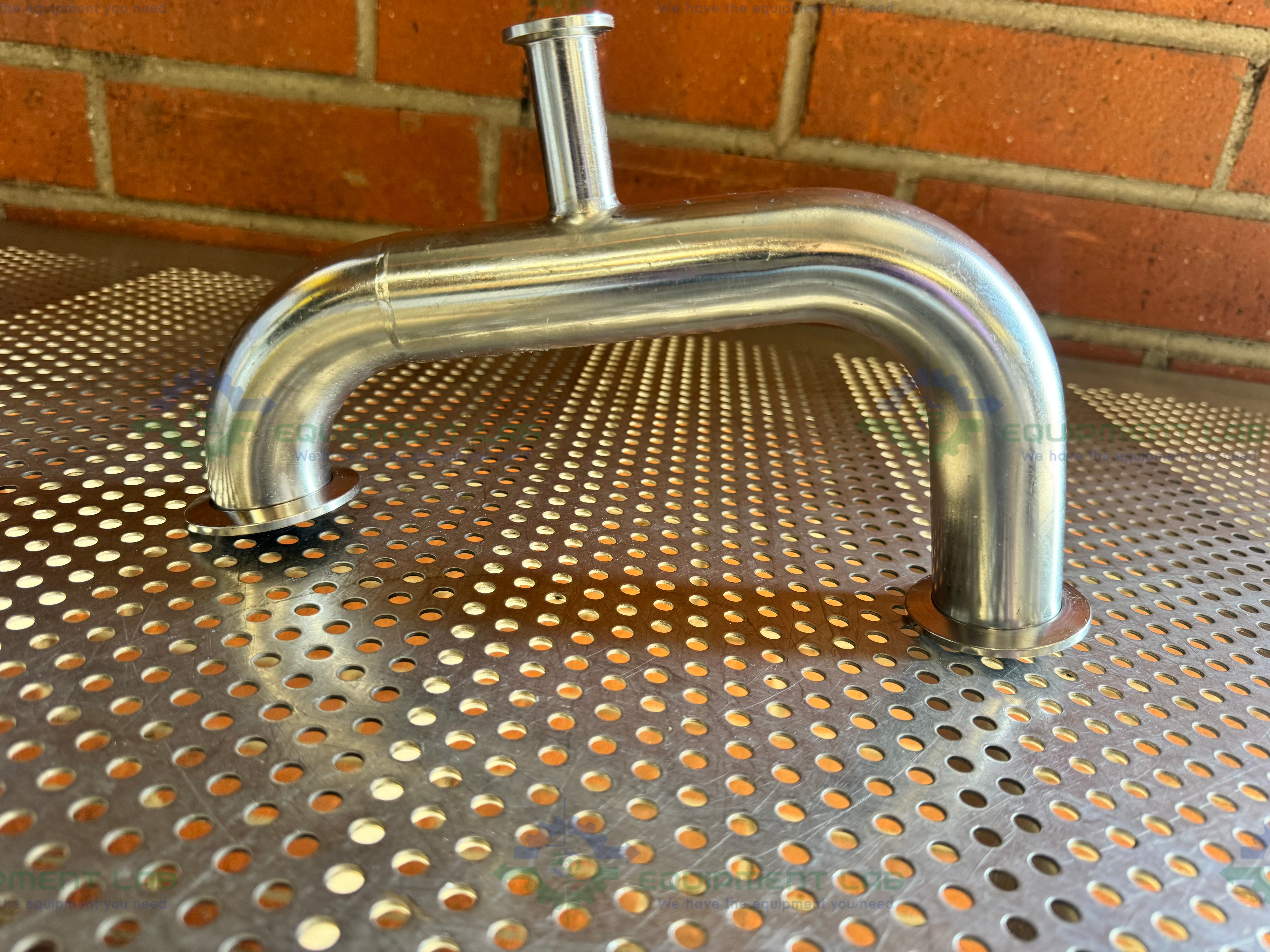 Used Stainless Steel U-Bend 3 Way Process Pipe w/ KF 40 to KF 16/10