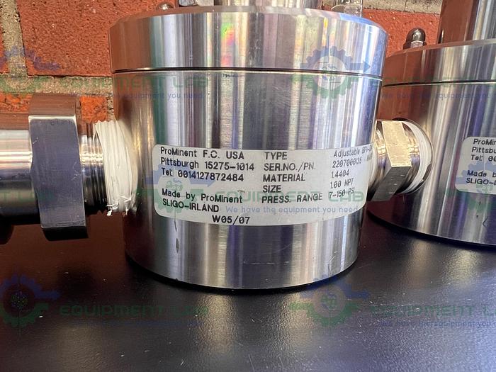 Used Lot of 2 - Prominent Stainless Steel Adjustable BPV-DM Pressure Relief Valves