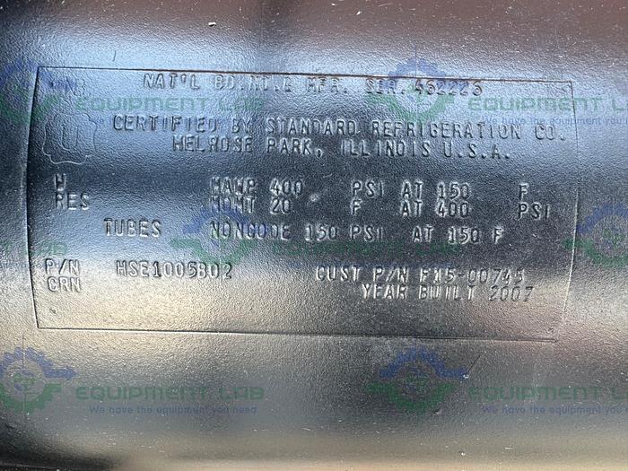 Used Standard Refrigeration  Shell and Tube Heat Exchanger 400 PSI