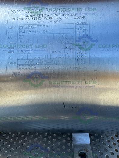 Used Stainless Motors /Fristam PK2K04T03B1T Stainless Steel 20 HP Washdown Duty Motor