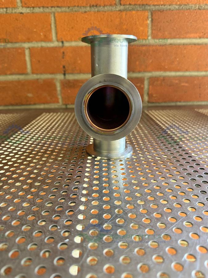 Used 3 Way Stainless Steel KF 50 Elbow Nipple Vacuum Fitting