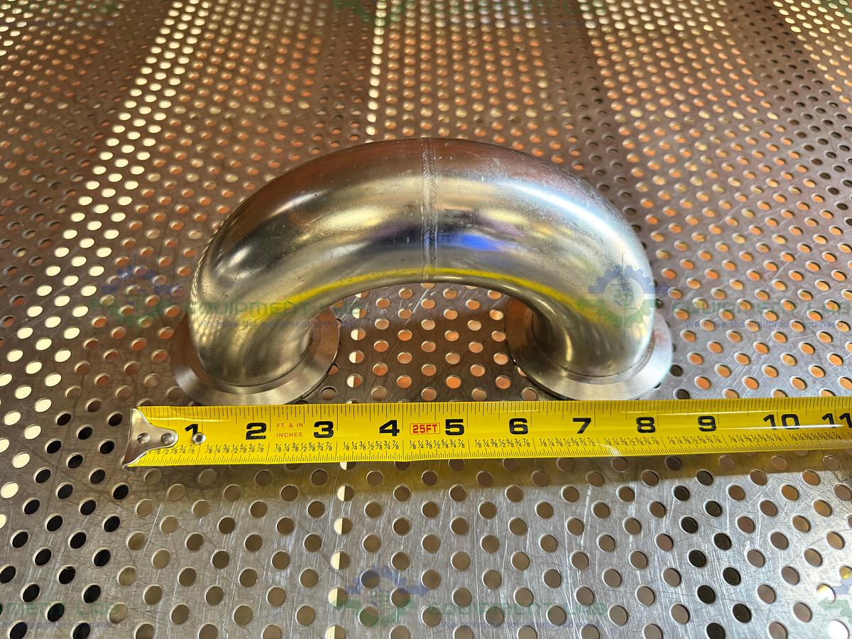 Used Stainless Steel 180 Degree U Bend Vacuum Tube Elbow w/ KF50 Fitting