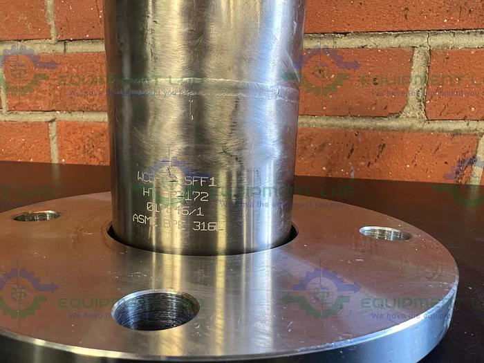 Used Max Pure 316 Stainless Steel Tee w/ 3" Sanitary Fitting to 5" Flange