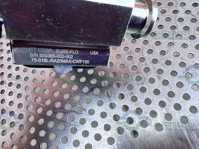 Used ITT Pure Flo 3-Way .75-316L-RA20MAX Diaphragm Valve w/ 3/4" Sanitary Fitting