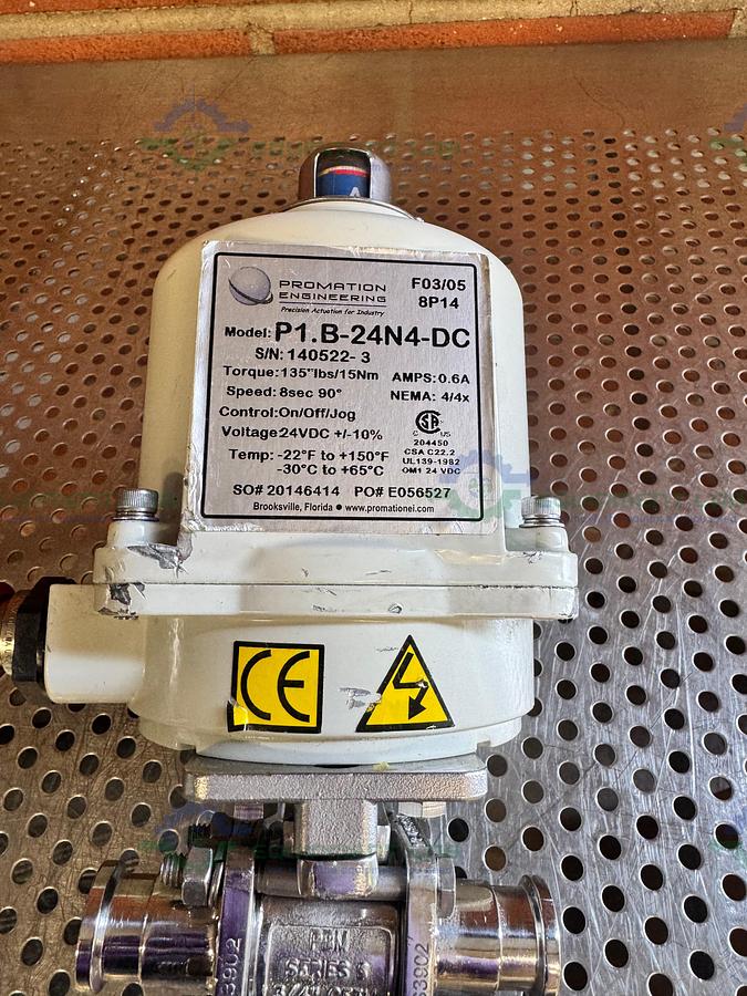 Used Promation P1.B-24N4-DC Precision Actuation Valve w/ 3- Way 3.4" Valve