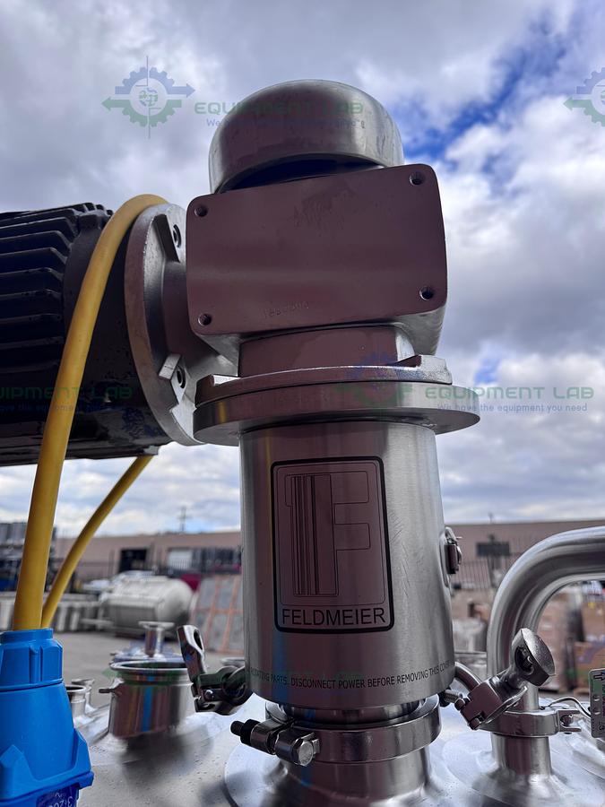 Used Feldmeier 400 Liter Stainless Steel Jacketed Reactor 100 PSI/FV w/ 3 HP Motor