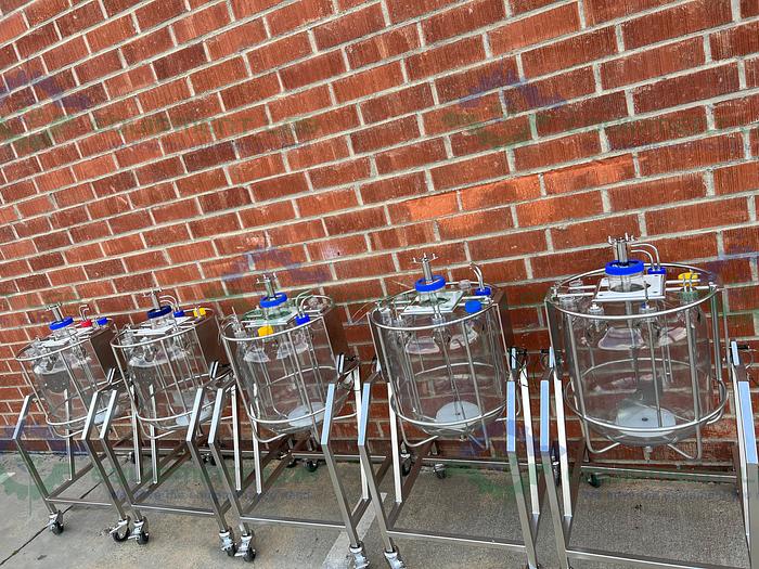 Used Chemglass 36L Glass Graduated 9-Neck Bio Reactor Vessel w/ Impeller + More